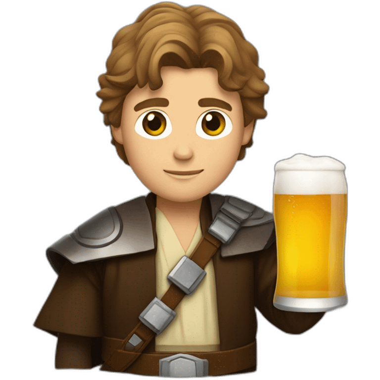 Anakin holding a beer and a macbook emoji