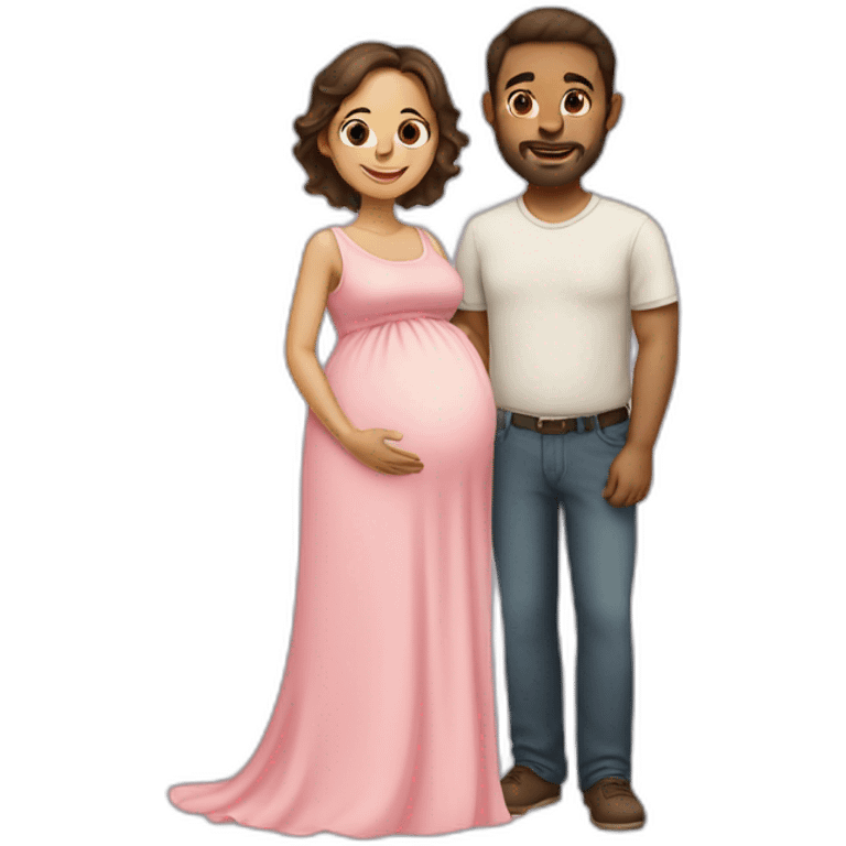 Pregnant wife and husband without mustache emoji