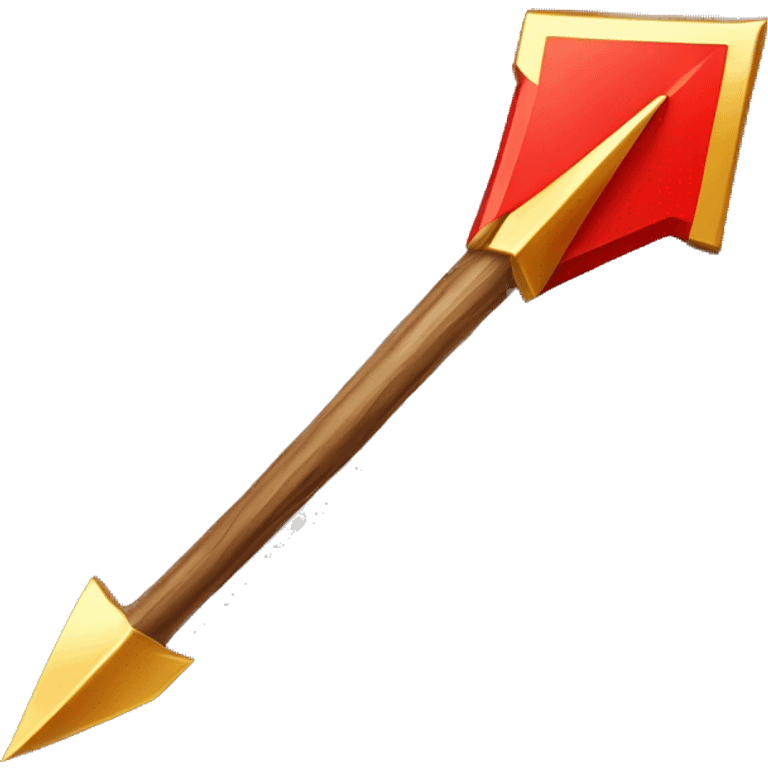 wooden arrow with bright red fletching and golden arrowhead   emoji