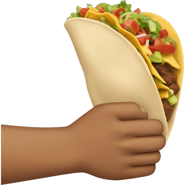 arm with a hand handing over a taco emoji