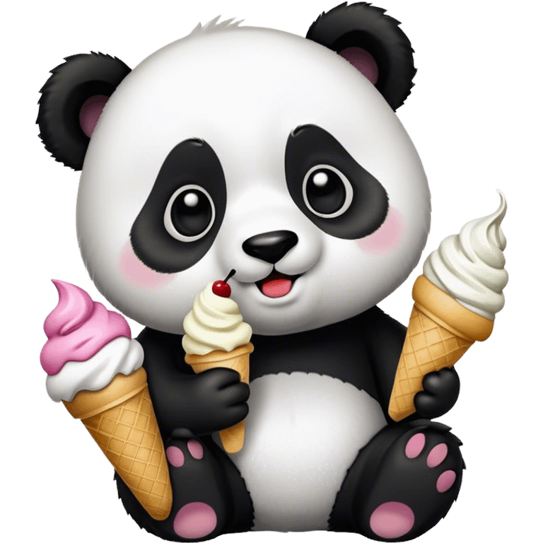 Panda eating ice cream emoji