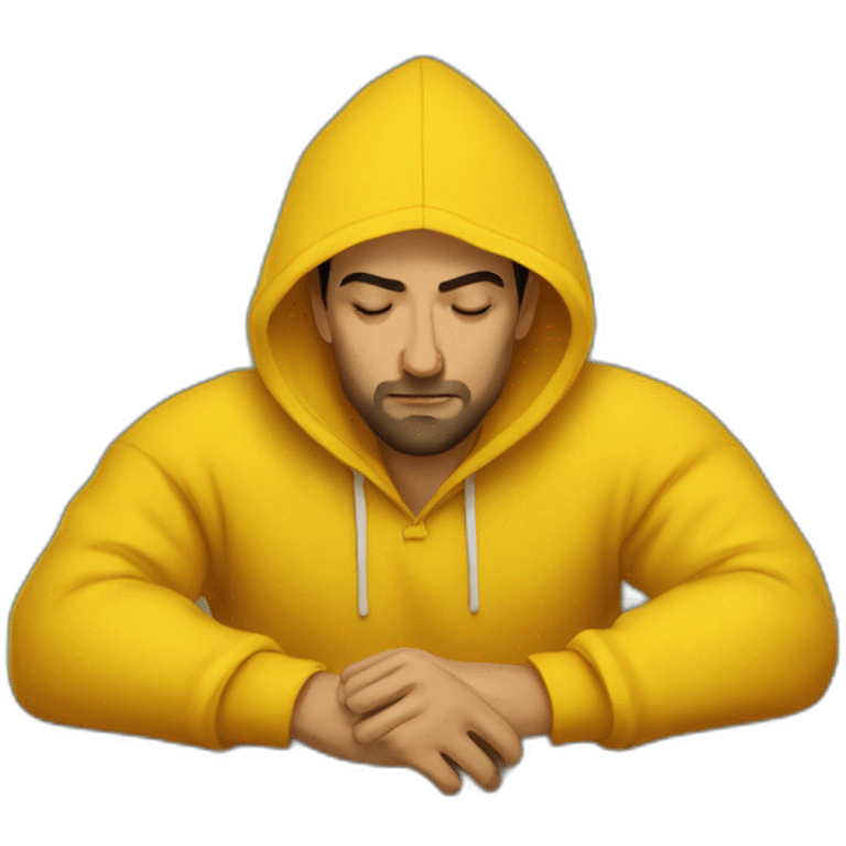 Armenian men  with yellow hoodie sleeping emoji