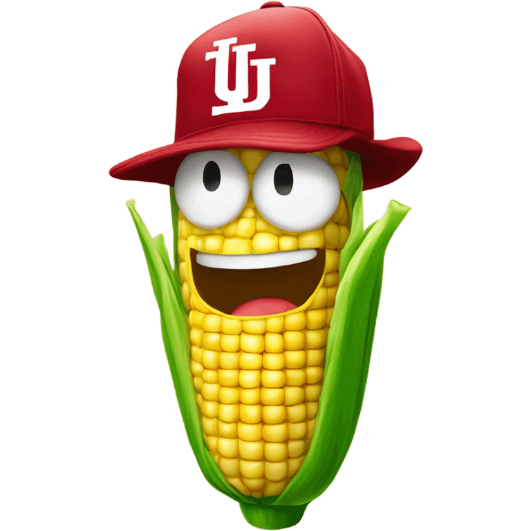 Corn on the cob with an IU Hoosiers hat on emoji