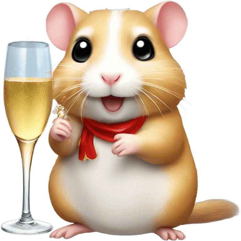 hamster christmas with champagne emoji