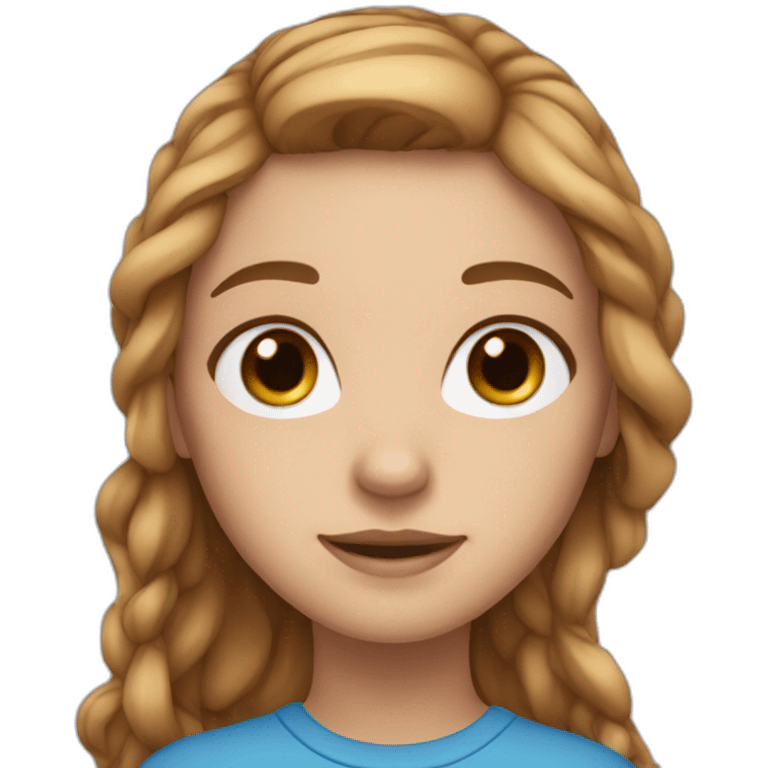 1 girl with light-brown long hair, blue eyes and freckles emoji