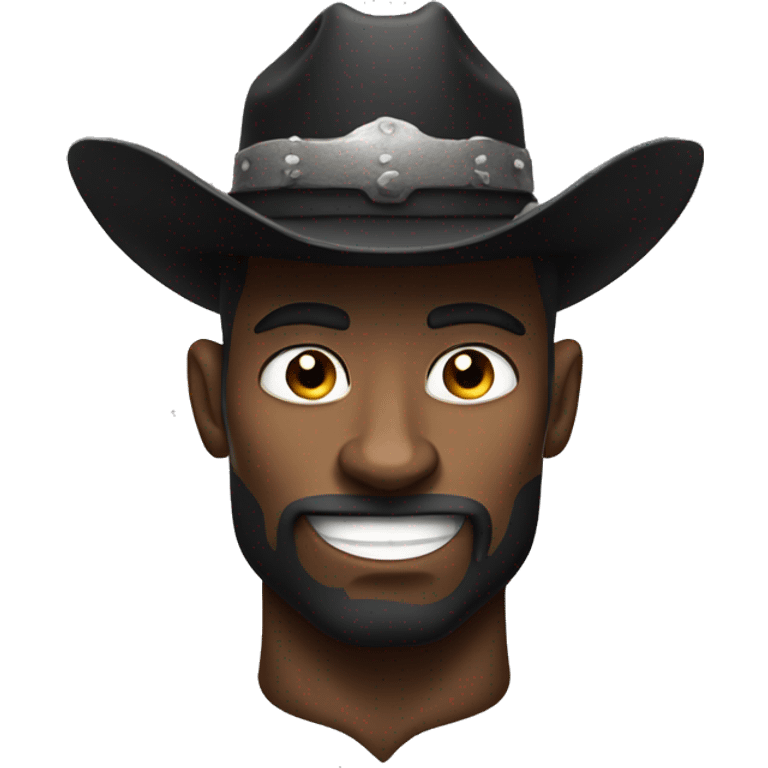 A Muscular black bull wearing cowboy hat emoji