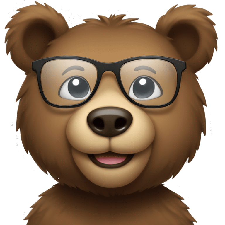 Bear with cute smile and glasses. emoji