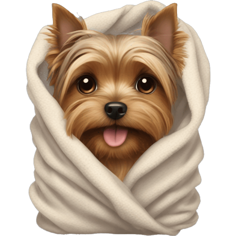 Yorkshire terrier in a blanket  emoji