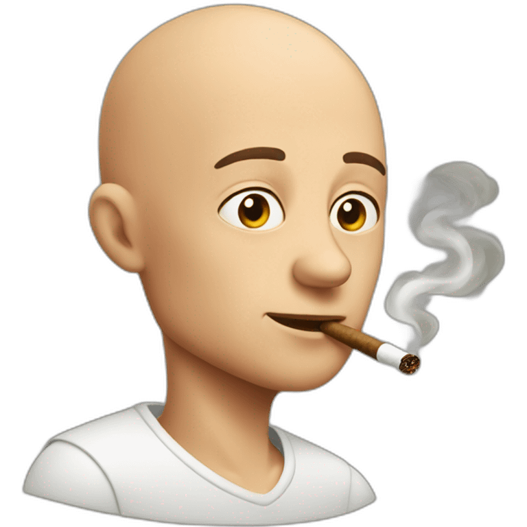 bald,young man, smoking cigar emoji