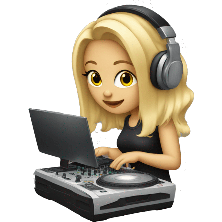 Audio technician blonde girl with a dj desk emoji