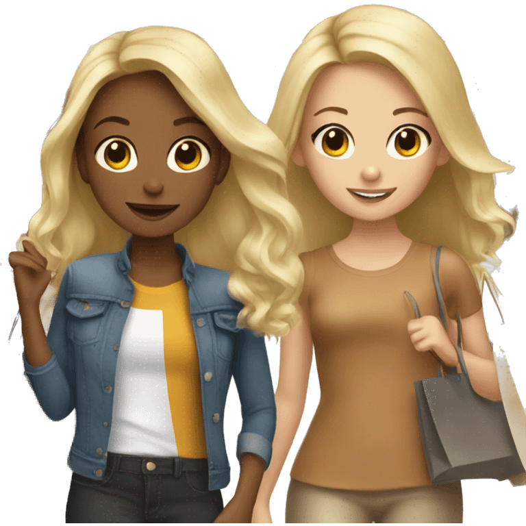 2 blonde girls, 1 young girl with brown hair shopping in NYC emoji