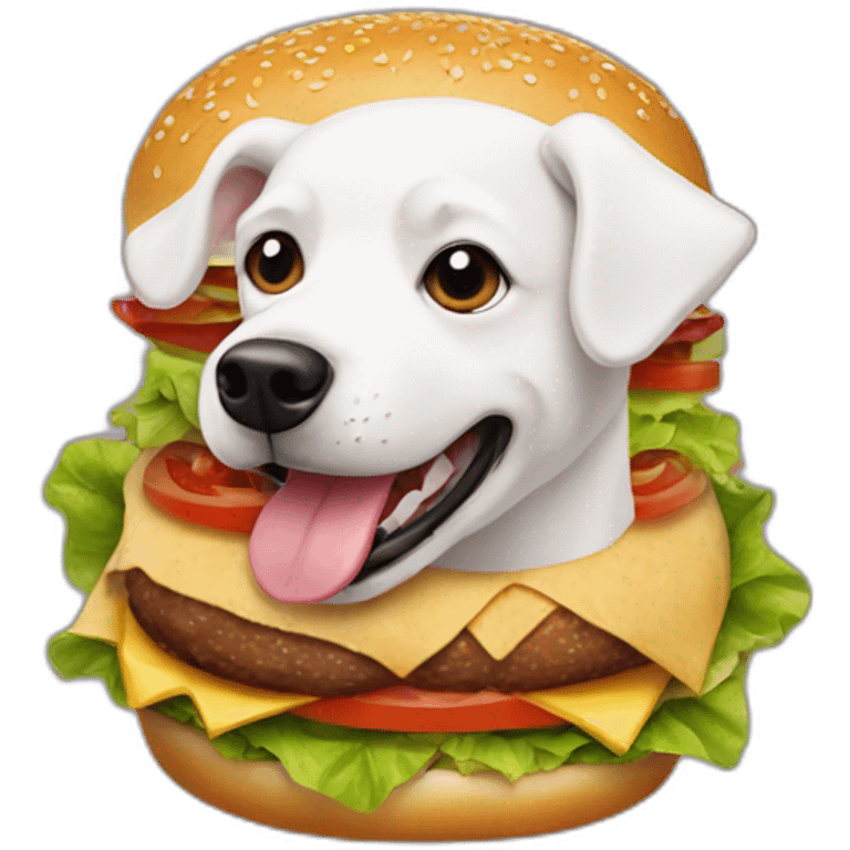 white dog in a burger emoji