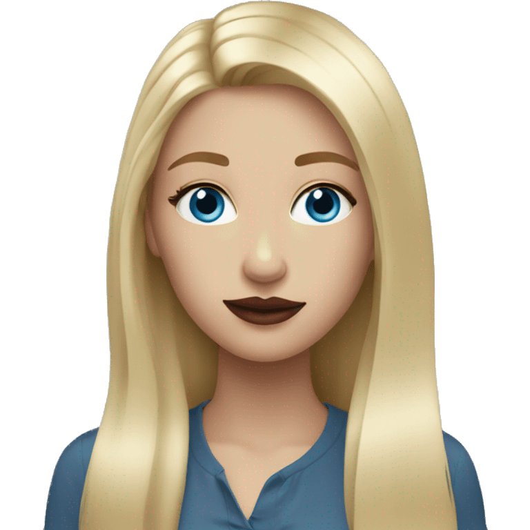 girl long blonde hair blue eyes and bordeaux lipstick emoji