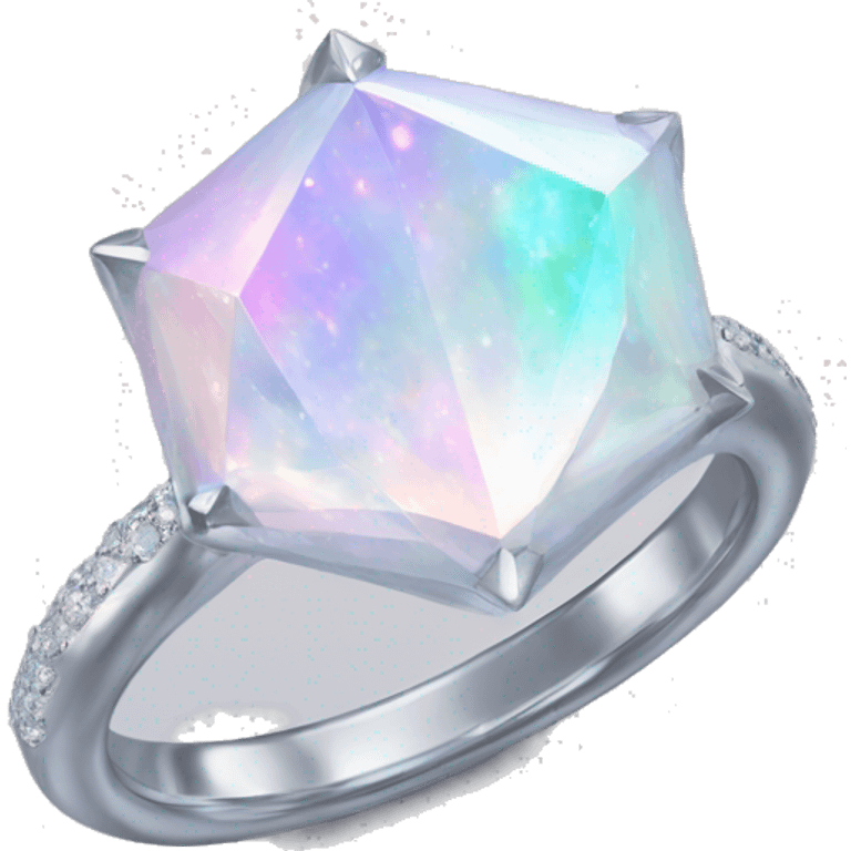 Pastel White iridescent nebula diamond ring  emoji