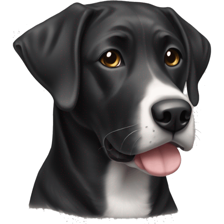 black lab with grey and white chest dog  emoji