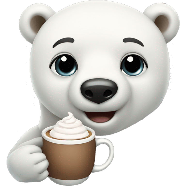 Polar bear with hot coco emoji