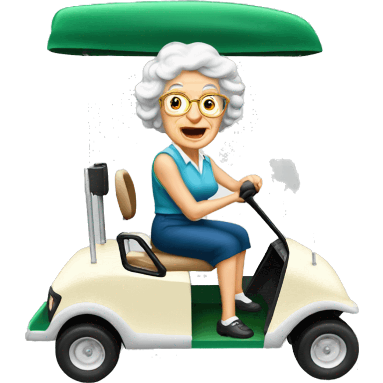 Old read head lady golf cart emoji