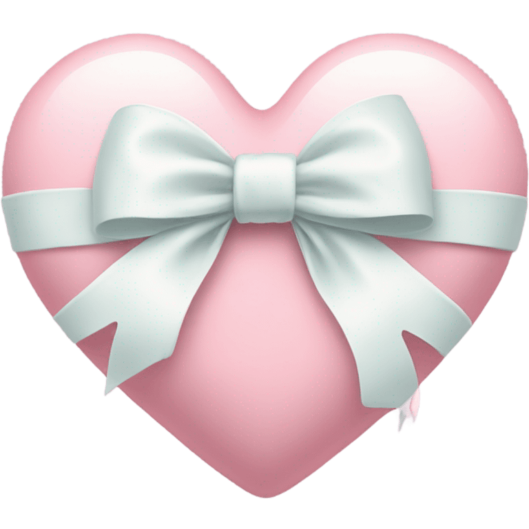 Pastel pink heart with white bow emoji