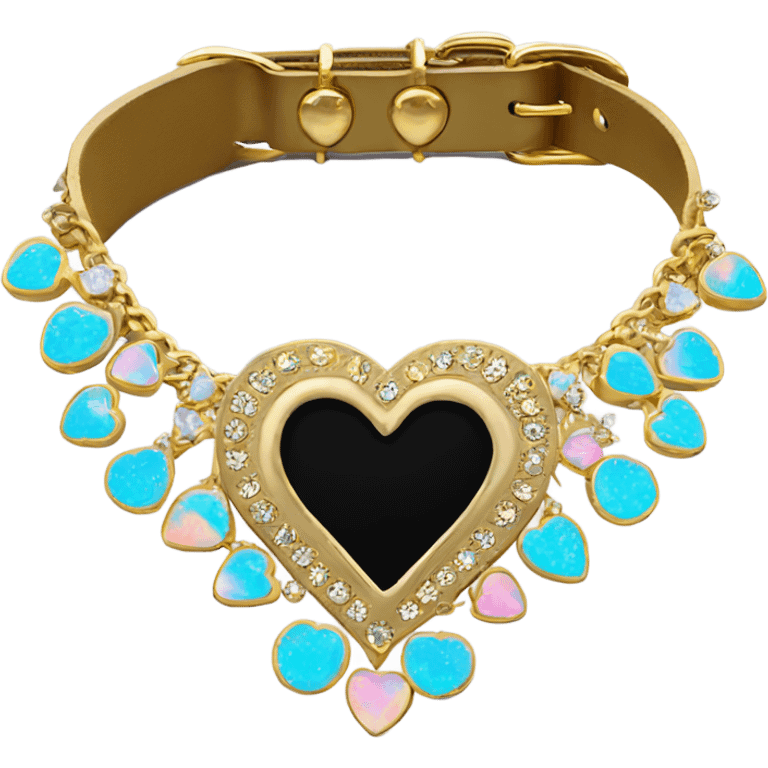 Gold heart with opal rhinestones collar emoji