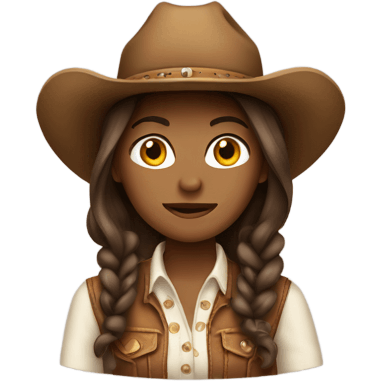 Brown hair cowgirl emoji