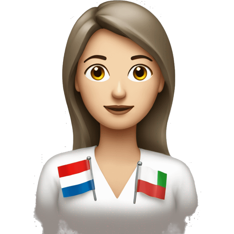 a woman with russian and italian flag emoji