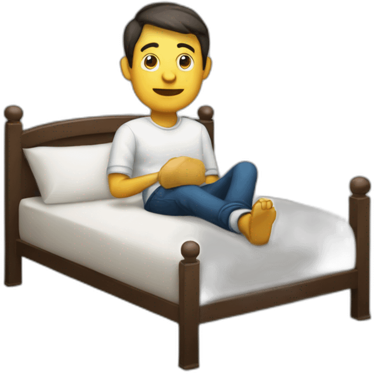 Homme a quatre pattes sur un lit emoji