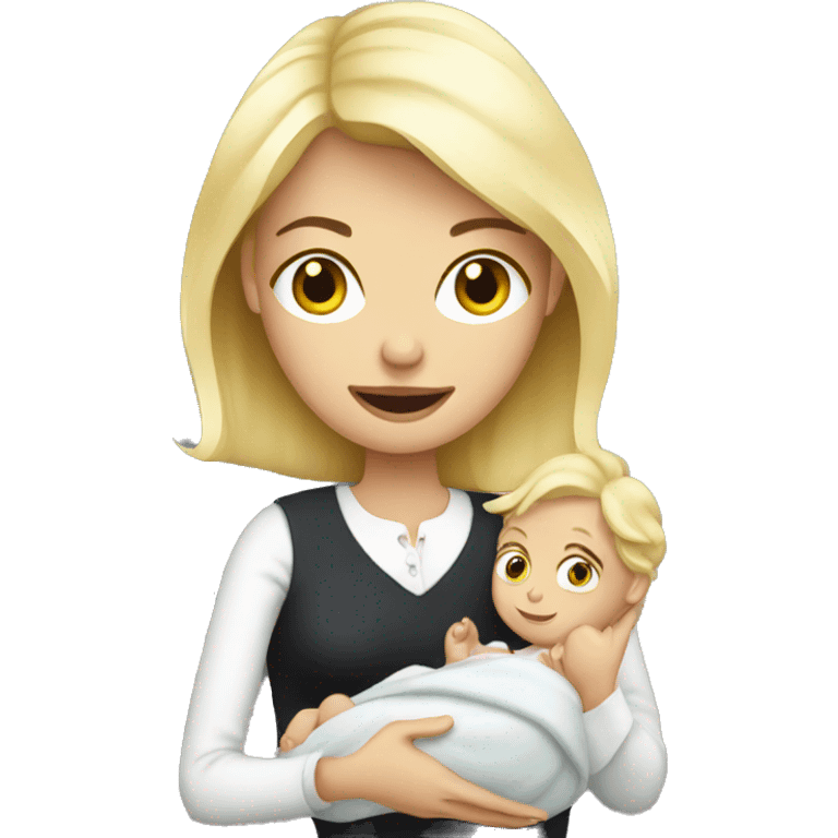 blonde european woman holding newborn emoji