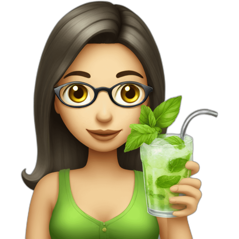 argentine girl with magnifying glass drinking mojito emoji