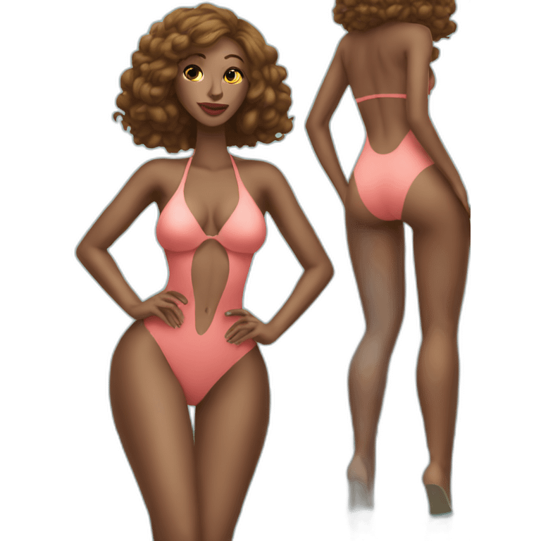 sexy woman on high heels swimming suit long legs emoji