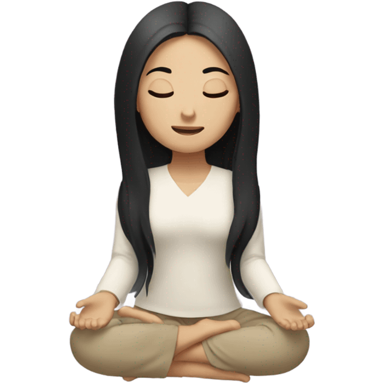 asian girl with long black hair meditating emoji