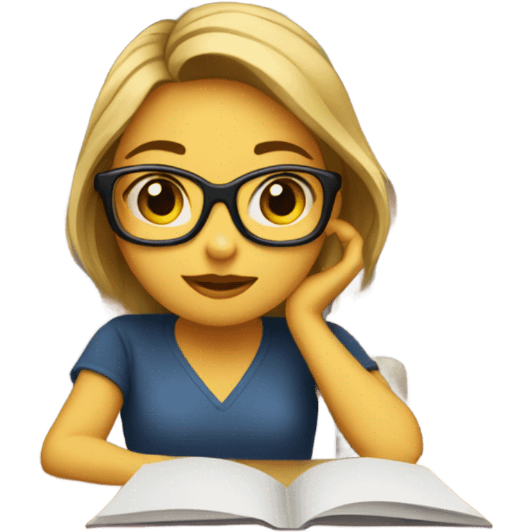 A girl studying emoji