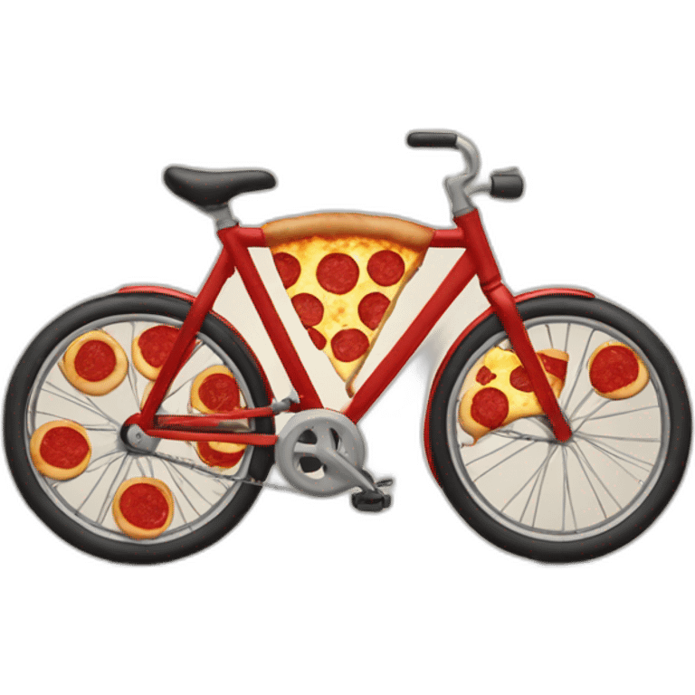 bike with pizza pies instead of wheels emoji