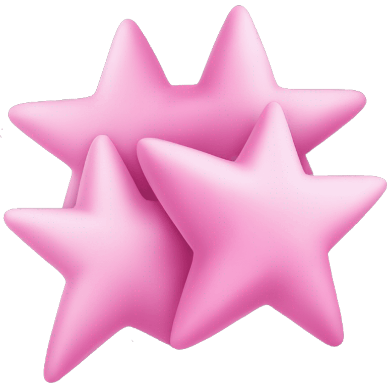 Three small pink , five-pointed stars grouped together. The stars have a slightly elongated shape, giving them a twinkling effect. They vary in size, with the largest star in the center and two smaller stars on either side.  emoji