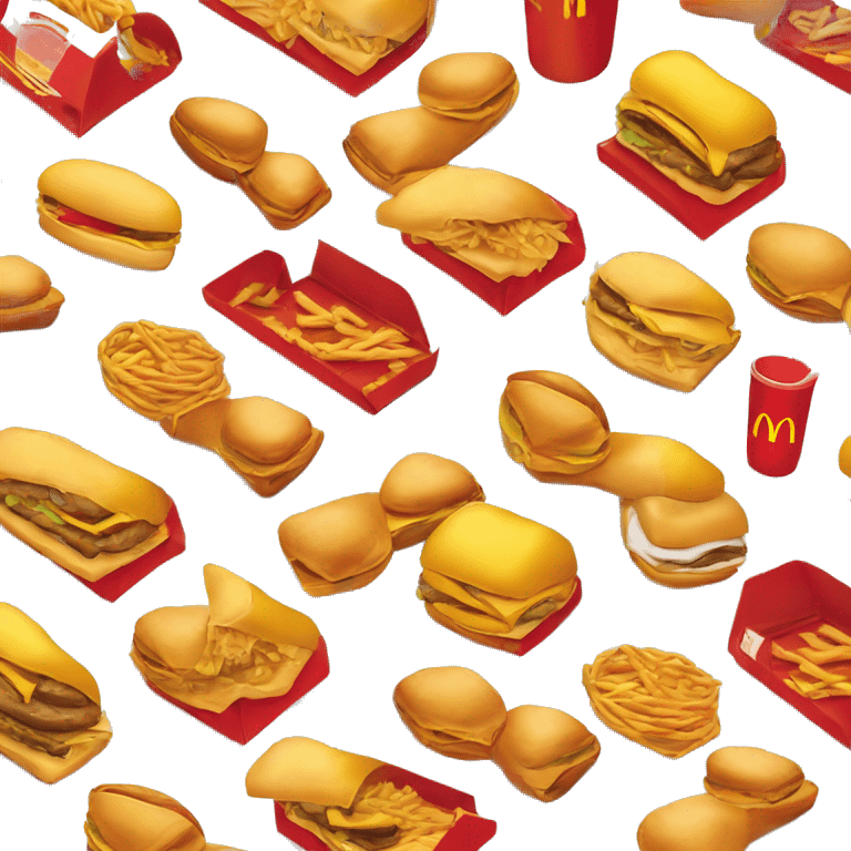 “McDonald’s store with the iconic golden arches, a red and yellow color scheme, and a simple, recognizable design that captures the essence of a fast food restaurant.” emoji