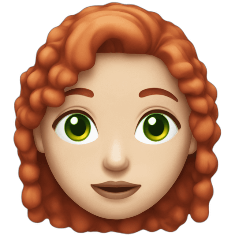 white skin red hair green eyes woman holding meat emoji