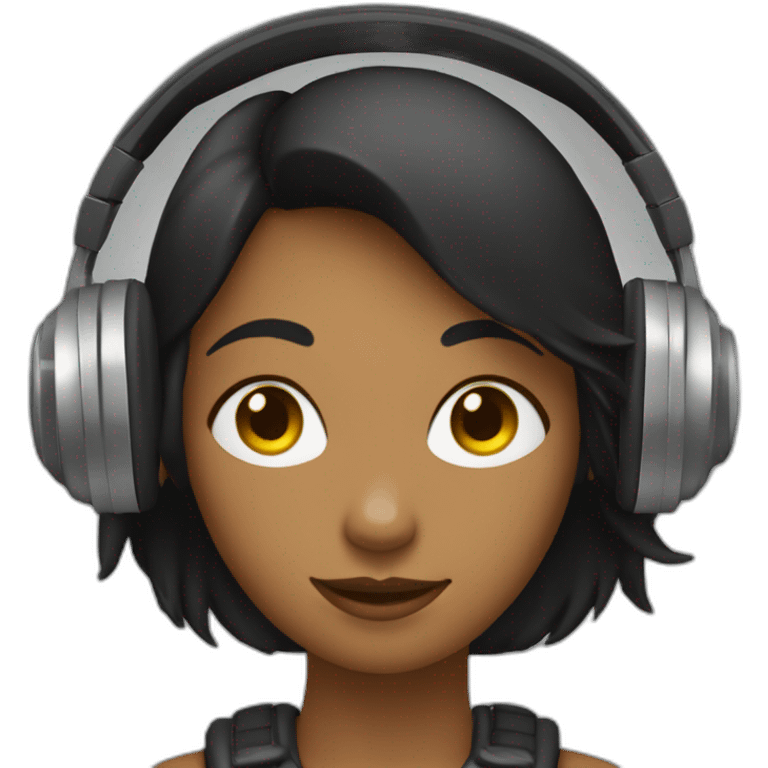 Une fille qui écoute de la musique avec un casque noir emoji