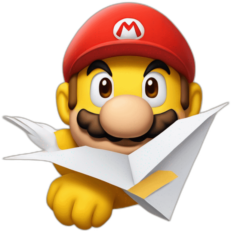 mario broz on top of a paper bird emoji