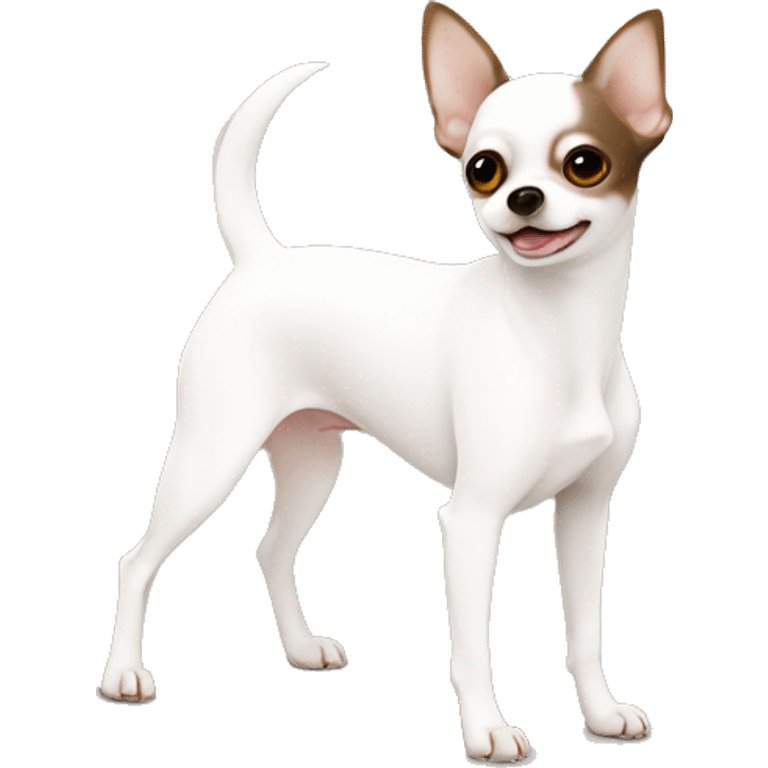 White Chihuahua with brown eyes ￼ emoji