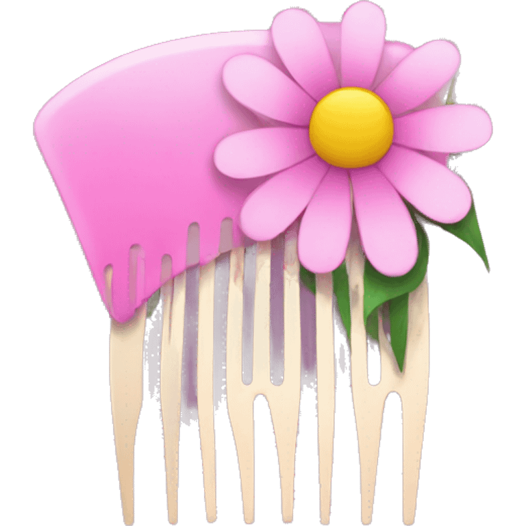 Pink comb with flowers ios style emoji