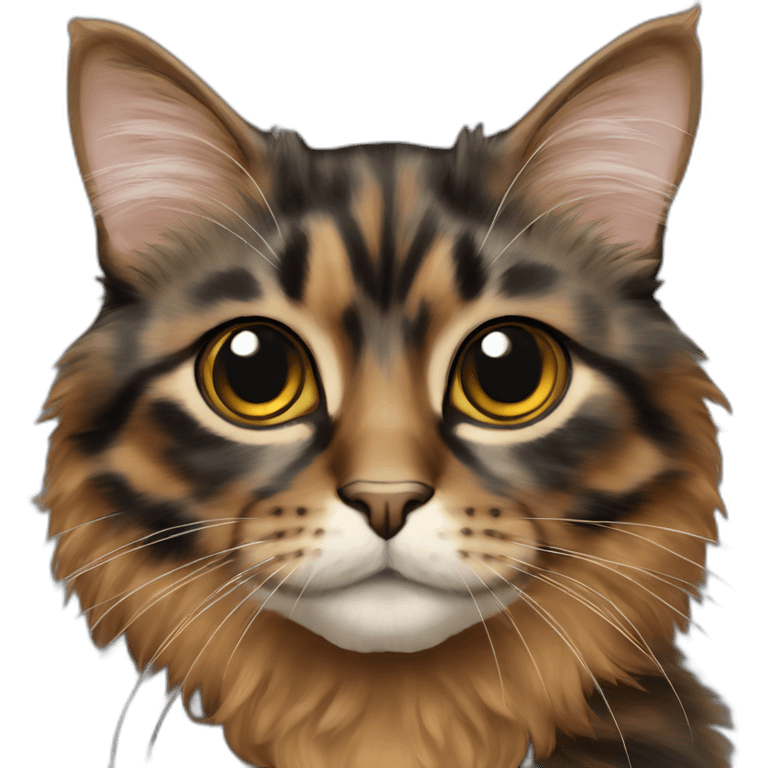 long hair tortoiseshell cat emoji