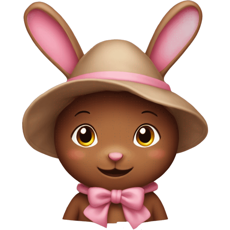 pink bunny wearing a brown bonnet emoji