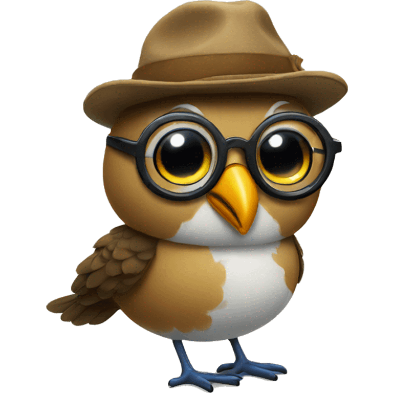 Bird with glasses and boots  emoji