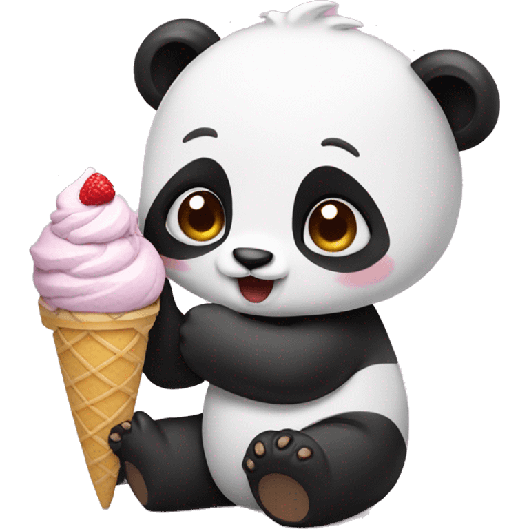 Panda eating ice cream emoji