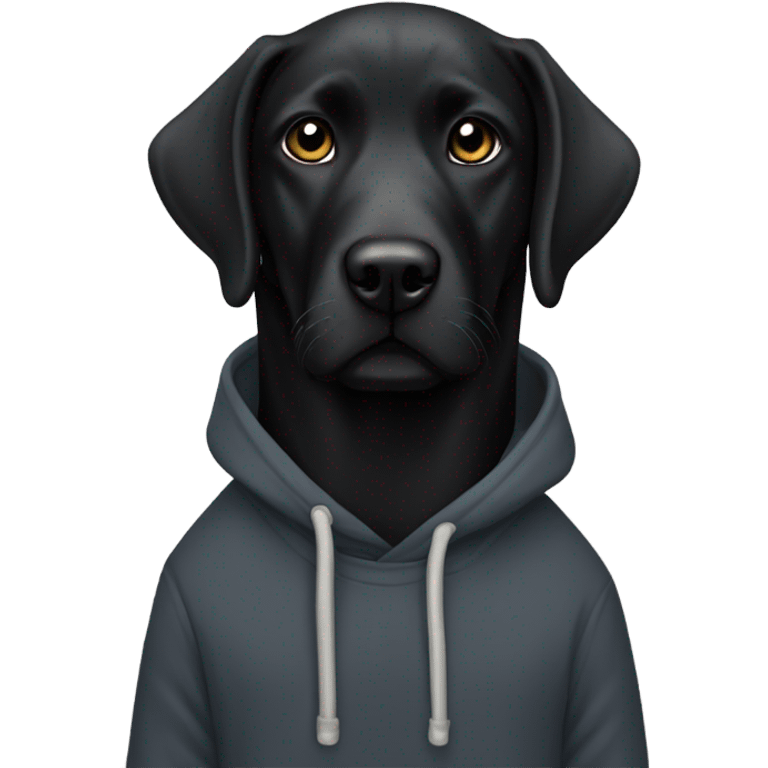 Black lab mix with a hoodie emoji