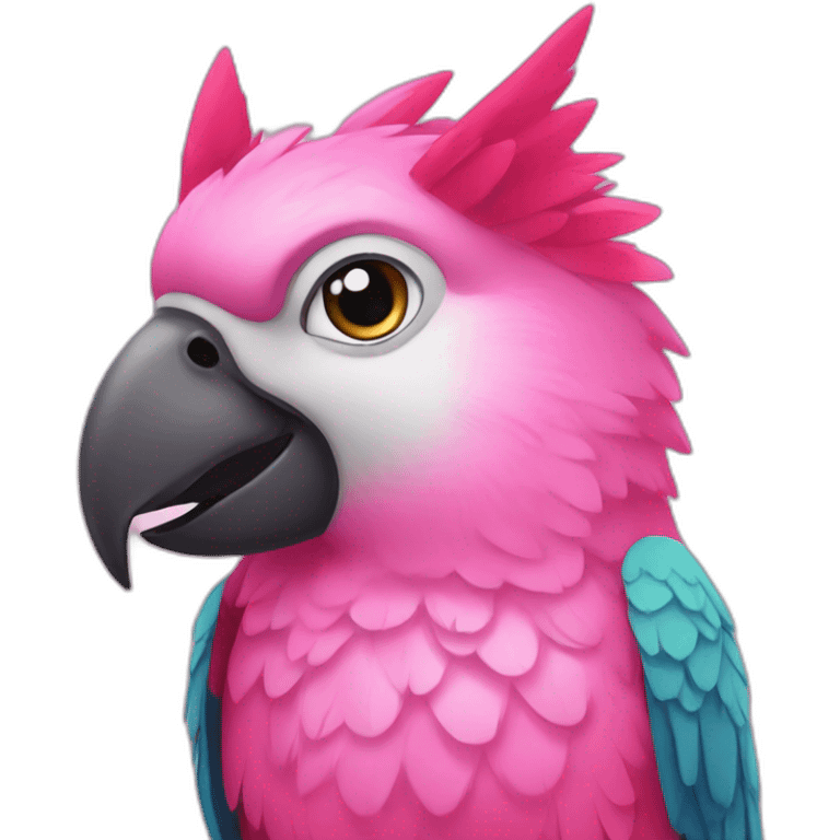 parrot looking like a husky in pink color emoji