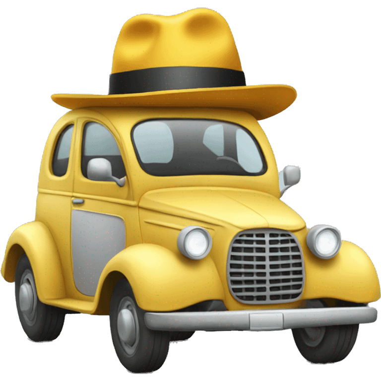 A car wearing a hat emoji