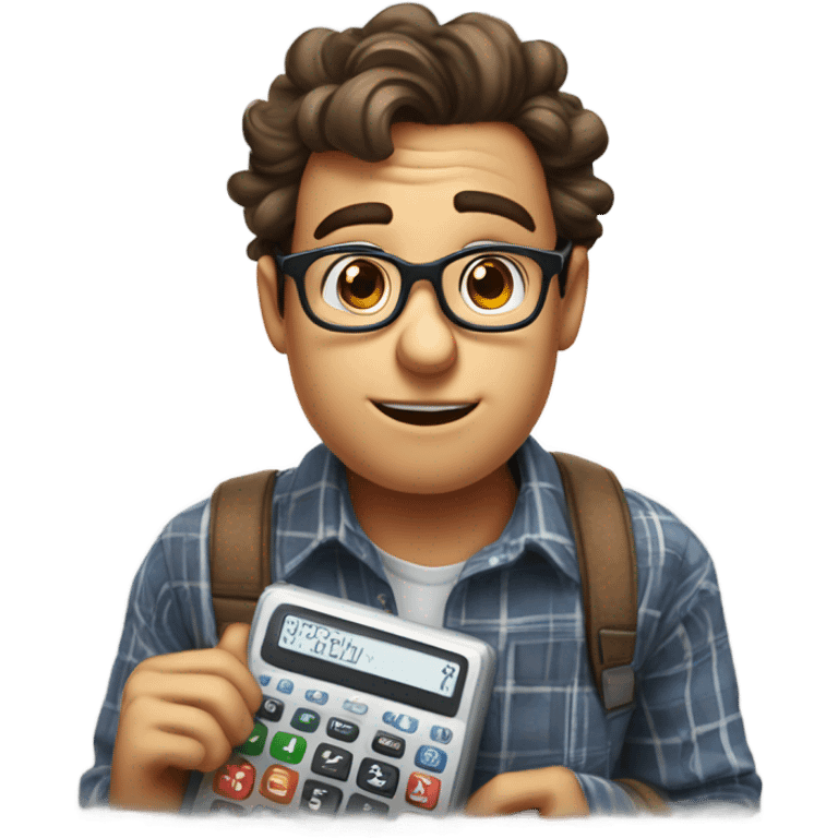 A nerd with a calculator saying according to my calculations  emoji