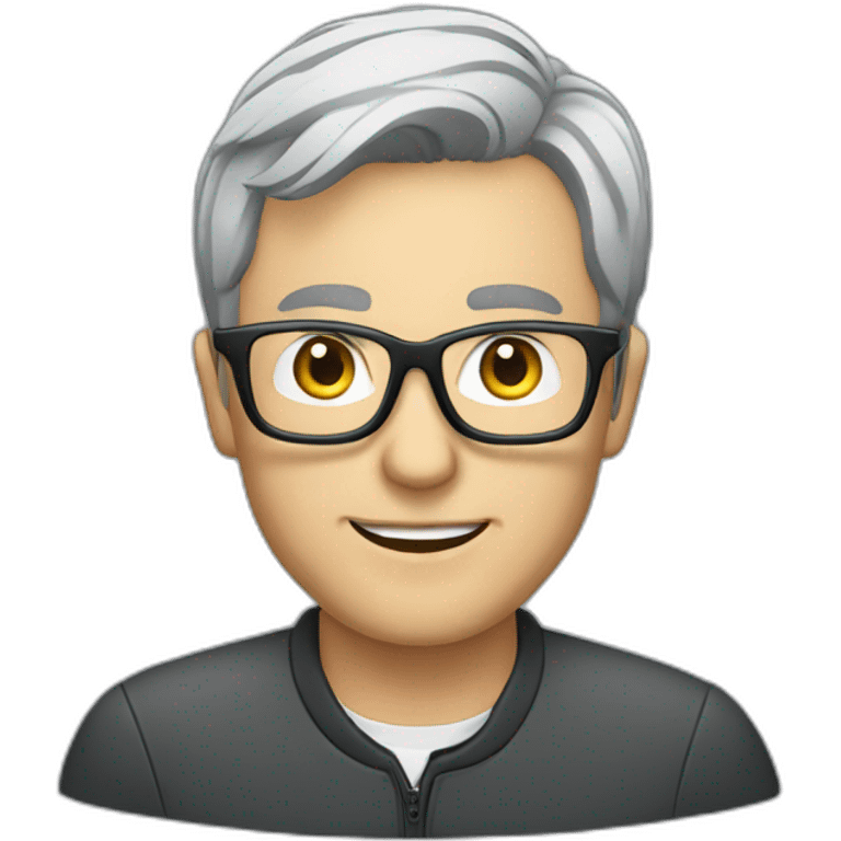 Motorsport Moderator with Dark grey hair and glasses emoji