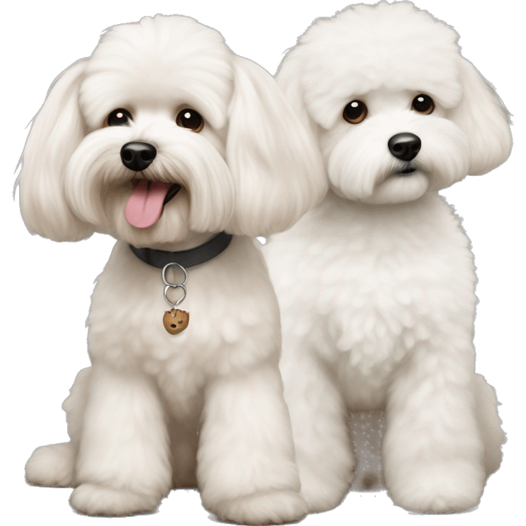 Big apricot cockapoo and small white bichon frise emoji