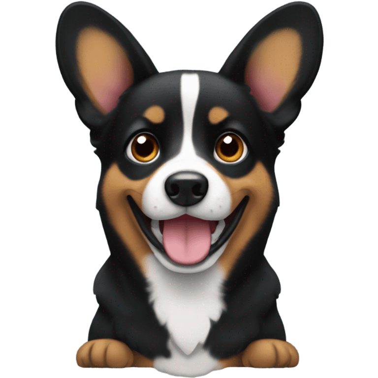 Black corgi with one floppy ear emoji